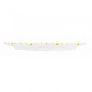 Тарелка овальная с пламенем желтого цвета и флагом гурмана 21х14х2,1 см Gmundner Keramik, белый желтый