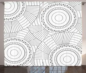 Винтажная штора ABAKUHAUS в деревенском стиле, с вложенными круглыми мотивами, присборенная тесьма для спальни с петлями и крючками, 280 x 225 см, цвет: антрацитовый серый и белый Abakuhaus