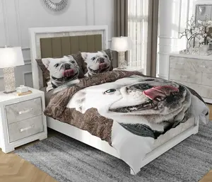 Комплект постельного белья 160x200 см + 2x70x80 см, 3 предмета, 100% хлопок, сатин, молния, собака, разноцветный - | So.0217 SOVIO