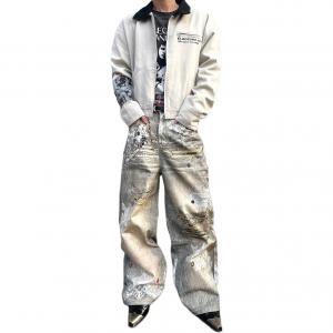 NEVER RULE Джинсы Unisex Distressed Yellow Moderate Wide Leg