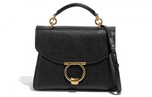 Феррагамо Кожаная сумка через плечо на одно плечо обычная женская черная