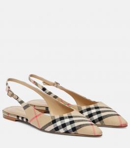Бирди Чек балетки с ремешком на пятке Burberry, Sand Ip Check