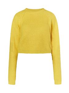 MyMo Женский вязаный укороченный свитер желтого цвета