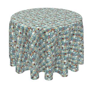 Круглая скатерть, 100% полиэстер, круглая 90 дюймов, зеленая красивая ягодная ткань.