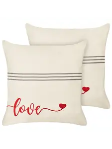 Декоративная подушка Beliani 2er Set Deko PLUMERIA, цвет beige/rot/grau