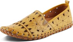 Женские кожаные лоферы Spring Step Fusaro, Удобные слипоны с резиновой подошвой, Лоферы для работы, прогулки и вождения, желтый