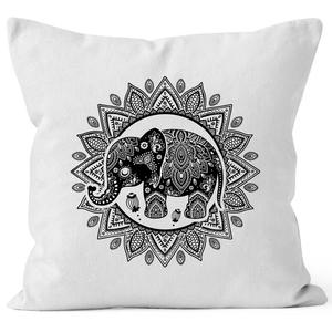 Чехол на подушку слон мандала бохо богемный этнический племенной орнамент наволочка декоративная подушка Autiga белый унисейз