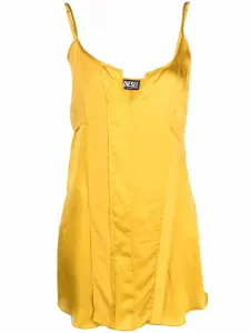 Атласное платье-комбинация со вставками Diesel, желтый