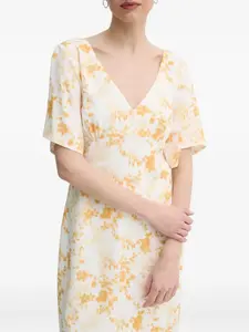 Платье мини с V-образным вырезом и цветочным принтом Day Birger Et Mikkelsen, белый