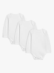 Комплект боди из хлопка с длинными рукавами John Lewis baby pima, 3 белых цвета