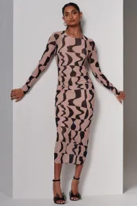 Сетчатое платье мидакси с длинными рукавами Gionna Jolie Moi, бежевый