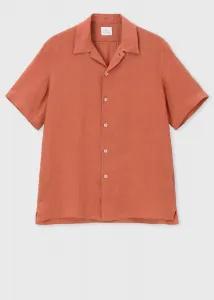 Однотонная льняная рубашка с открытым воротником