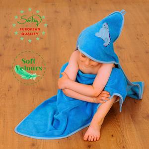 Банное полотенце с капюшоном dino, синий