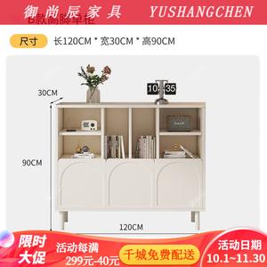 Yu Shangchen Книжный шкаф с дверцами 120х30х90 см для гостиной из массива дерева, с полками и высокими ножками