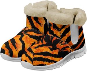 Женские зимние сапоги JoyLamoria с принтом Санта-Клауса и оленей, синие с снежинками, теплые пушистые ботинки для прогулок, утепленные, с противоскользящей подошвой для улицы