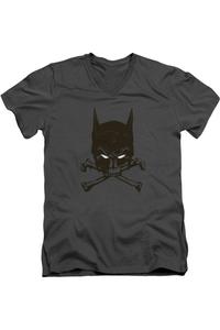 Футболка с коротким рукавом и V-образным вырезом для взрослых Batman Bat And Bones Gildan, цвет charcoal