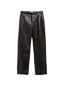 Брюки из кожи с панельным дизайном Khaite, черный