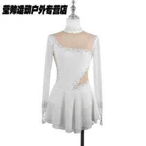 HEAD Детское платье для фигурного катания, девичье с длинным рукавом и сверкающей юбкой, для соревнований и экзаменов, navy blue, размер XL