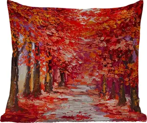 Подушка для улицы - Живопись - Деревья - Осень - Картина маслом - 60x60 см - Устойчива к атмосферным воздействиям - Подушка для отдыха - Декоративная подушка - Подушка для сна MuchoWow