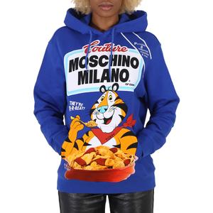 Москино Тони Тайгер Принт худи синий Moschino