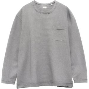 Футболка с длинным рукавом Unisex с микро-полосками и карманом Nanamica, белый