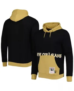 Мужская черная толстовка New Orleans Saints Big Face 5.0 с капюшоном Mitchell & Ness