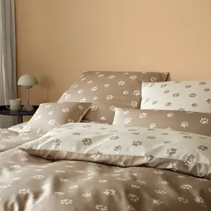 Элегантный комплект постельного белья из сатина Мако Лапы, натурально-бежевого цвета, размер 200х220+2х80х80 Elegante