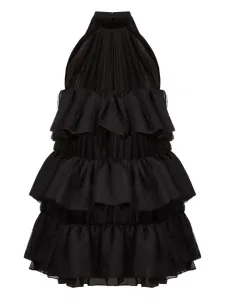 Ярусное платье мини с вырезом халтер Nina Ricci, черный