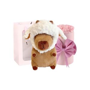 Плюшевая кукла капибара в шляпе, высота 35 см DUOAI