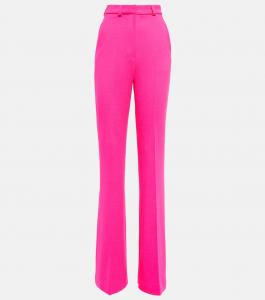 Расклешенные брюки из смесовой шерсти с высокой талией David Koma, Neon Pink