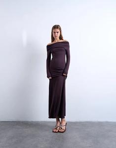 Платье макси с длинными рукавами и бардо Topshop сливового цвета