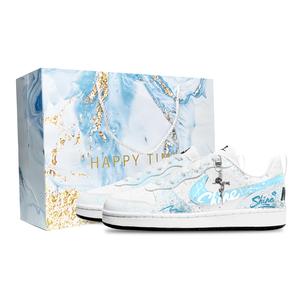 Court Borough устойчивые к истиранию дышащие низкие детские кроссовки для скейтбординга Unisex Nike, белый & светло-синий