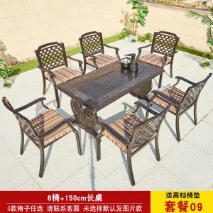 Комплект садовой мебели Green Water: 6 стульев, чайный столик, прямоугольный, 150 см, (№09)