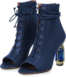 Женские босоножки FSJ с открытым носком и высокой шпилькой, сетчатые, с кружевной шнуровкой, сзади молния, удобные, для свадебной вечеринки, туфли на каблуке, размеры US 4-15, Blue