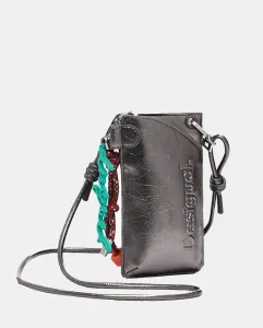 Портативная мобильная логотип 3D металлизированный средний Desigual, серебряный