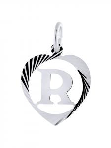 Lucardi Подвеска из серебра 925 пробы в форме сердца с буквой «R»