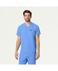 Мужская медицинская рубашка Holmes с одним карманом и классическим V-образным вырезом Jaanuu, Ceil blue