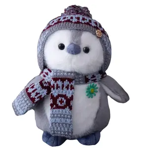 Мягкая милая шапка с капюшоном и шарфом в виде пингвина, плюшевая кукла высотой 20 см Dolls and bears dance, серый