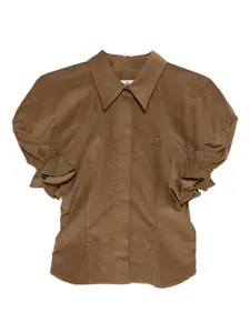 Хлопковый топ с оборками на рукавах Vivienne Westwood, коричневый