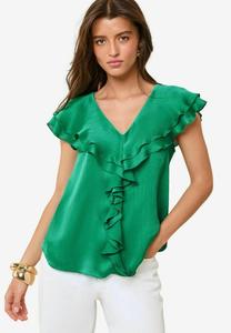 Блуза REGULAR FIT-SHORT SLEEVE RUFFLE Friends Like These, зеленый