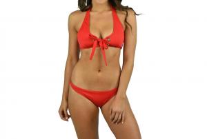 Твердый бикини-топ Santorini с люверсами красного цвета MILLY