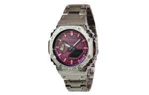 Часы Casio G-Shock Analog-Digital 2100 Series, арт. GA-2100SKE-7A, серебро/фиолетовый/гравировка