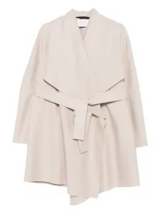 Шерстяное пальто с поясом Harris Wharf London, нейтральный