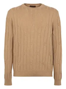 Хлопковый свитер с косами slowear, коричневый