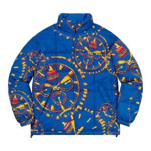 Куртка reversible puffy jacket 'blue gold' Supreme, синий