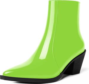 Женские ботильоны ROSERWISH с боковой молнией, лаковые, модные, повседневные, для свиданий, с заостренным носком, на устойчивом низком каблуке 2 дюйма