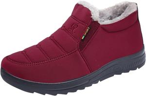 No Brand Женские зимние сапоги осень и зима, модные, однотонные, простые и удобные, с плоской подошвой, утолщенные и теплые, для маленькой девочки (красные, 6.5)