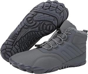 Зимние женские ботинки для пеших прогулок без каблука с утеплителем и меховой подкладкой, комфортные, с нескользящей подошвой, с широкой носочной частью, водонепроницаемые Kgklkax, темно-серый