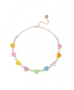 Колье-воротник в форме сердца с искусственным культивированным жемчугом Betsey Johnson, Multi/Gold