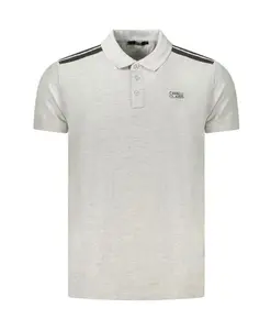 Полосатая рубашка-поло с современными деталями Cavalli Class, серый